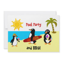 Penquin Pool Party / Beach Party Invitation