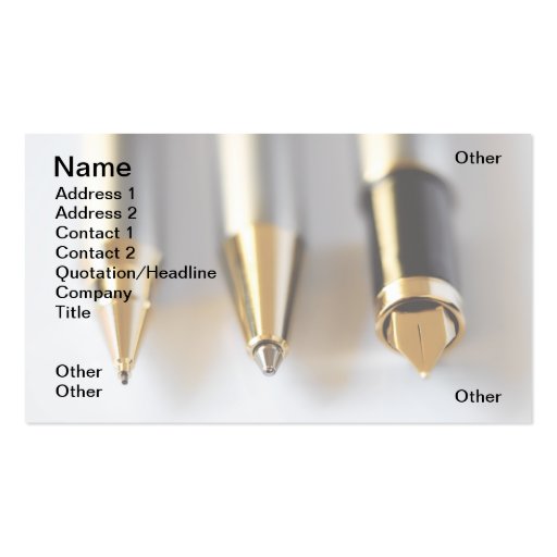 Pens Business Card Templates (front side)