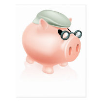 Pension pig money box postcards