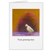 Pensive chicken thinking and walking fun art greeting cards