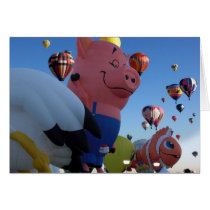 Pensive Pig Hot Air Balloon Greeting Card