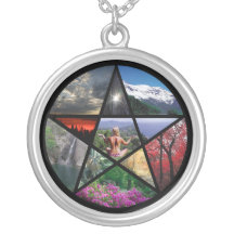 Pentacle collage necklace