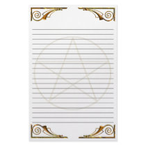 Pentacle Gold Flourish, Lined Customized Stationery