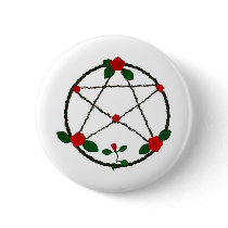 Pentacle of Red Rose and Vine buttons by brianadragon Pentacle of Red Rose and Vine buttons