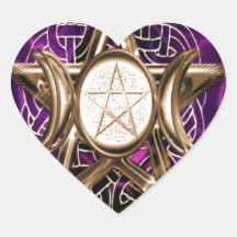 Pentacle Purple and Gold Triple Moon Stickers
