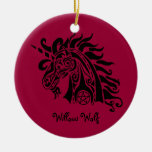 Pentacle Unicorn (black) Round Ornament