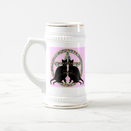 Pentagram Black Cats Ostara Easter Mug mug