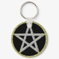 Pentagram Bling Gold Diamond looking Keychain
