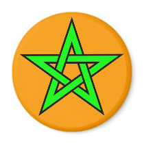 Pentagram Green on Orange magnets by artberry Pentagram Green on Orange magnets