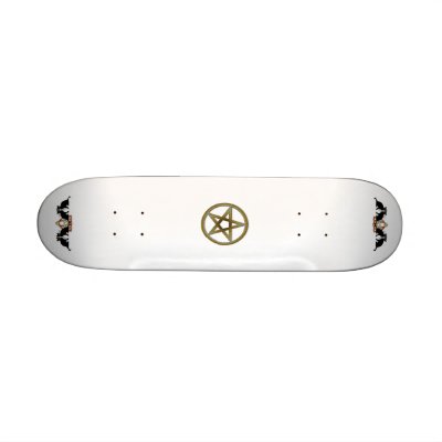 Pentagram Triquetra Magic Witch Skateboard by quidicane