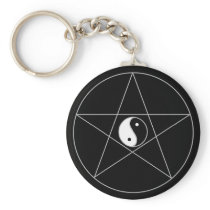 Pentagram Yin Yang Key Chains