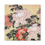 Peonies and Butterfly Hokusai Refrigerator Magnet