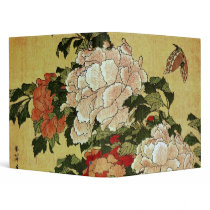 Peonies and Butterfly, Katsushika Hokusai Vinyl Binder