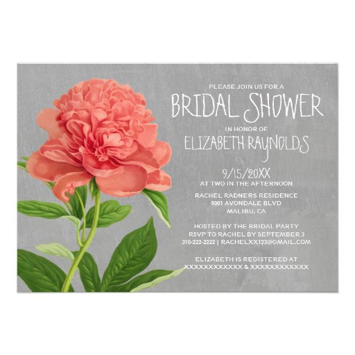 Peonies Bridal Shower Invitations