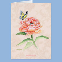 Peony and Butterfly Greeting Card 5x7 cards
