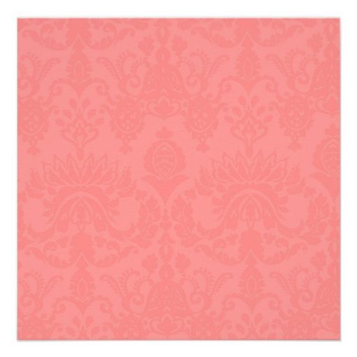 Peony Blooms + Coral Reef Damask Bridal Shower Personalized Announcement