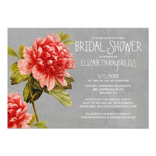 Peony Bridal Shower Invitations