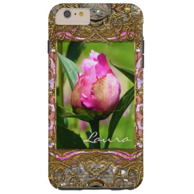 Peony Bud Monogram Girly Tough iPhone 6 Plus Case