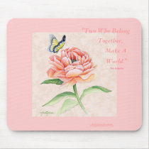 Peony & Butterfly Mousepad by HandPrintsOnMyHeart Peony & Butterfly Mousepad