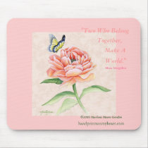 Peony & Butterfly Mousepad by HandPrintsOnMyHeart Peony & Butterfly Mousepad
