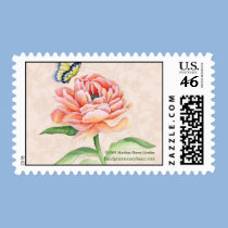 Peony & Butterfly Postage stamps
