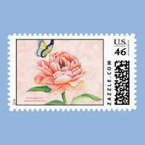 Peony & Butterfly Postage lg stamps