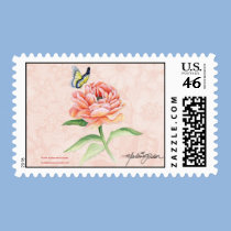 Peony & Butterfly Postage M H stamps