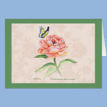 Peony & Butterfly Thank You Note cards