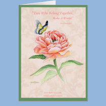 Peony & Butterfy Greeting Card cards