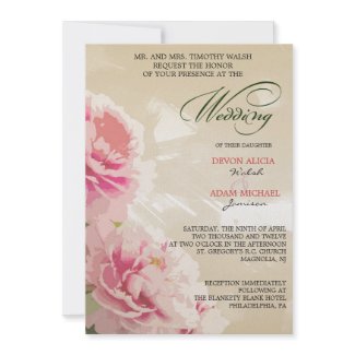 Peony Floral Wedding Invitation in Pink zazzle_invitation