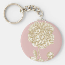 Peony Flower Botanical Key Chains