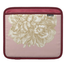 Peony Flower Botanical, Pink and Gold iPad Sleeves