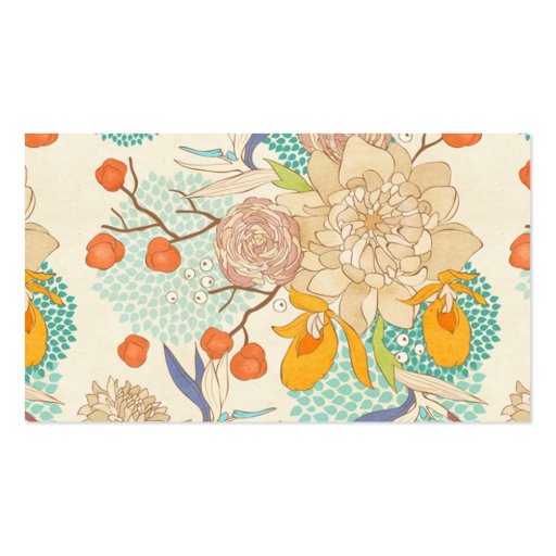 Peony Flower Pattern Classic Business Card (front side)