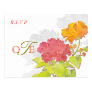 Peony Flowers, Silhouettes Wedding RSVP (4.25x5.6) Post Cards