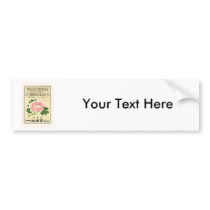 Peony Flowers Vintage Japanese Silk Label Bumper Sticker