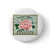 Peony Flowers Vintage Japanese Silk Label Pinback Buttons