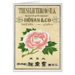 Peony Flowers Vintage Japanese Silk Label Cards