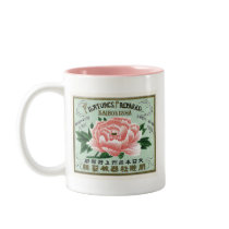 Peony Flowers Vintage Japanese Silk Label Mugs