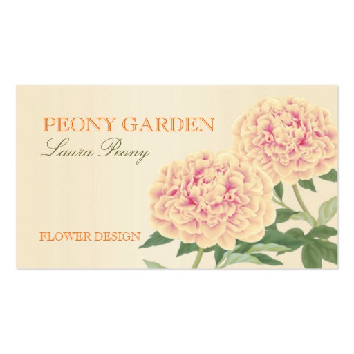 Peony Love Business Card (Orange) (front side)