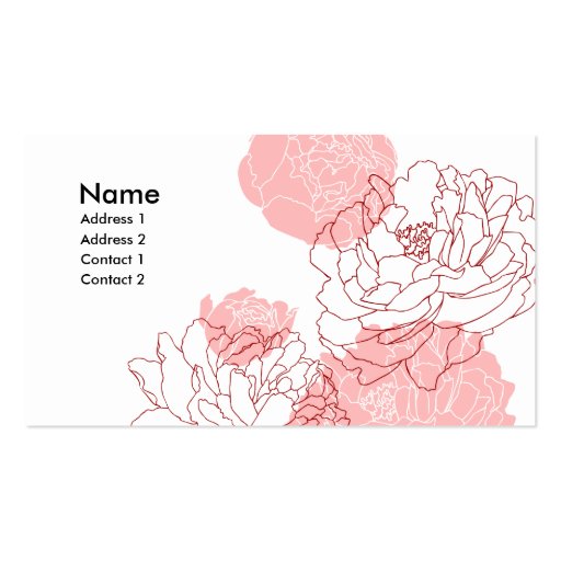 Peony Motif Profile Card Business Cards (front side)