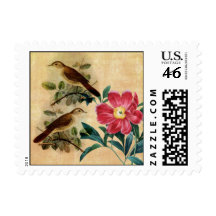 Peony with Nightingales Postage