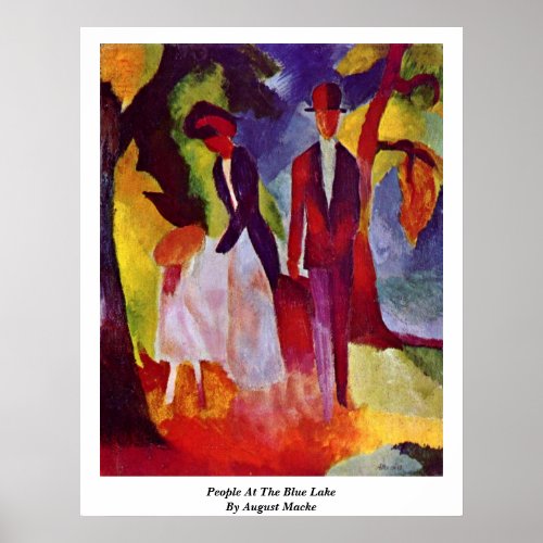 People At The Blue Lake By August Macke Poster