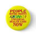 People Before Profits Health Care Design buttons