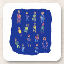 People Colorful Figures Drawing Torn paper against Coasters