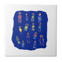 People Colorful Figures Drawing Torn paper against Ceramic Tile