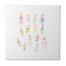 People Colorful Figures Drawing Torn paper clear b Tile