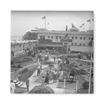 People playing mini golf elevated view B&W Magnet