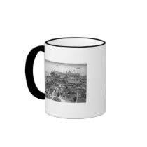 People playing mini golf elevated view B&W Coffee Mugs