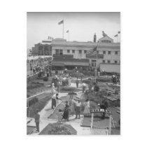 People playing mini golf elevated view B&W Post Card
