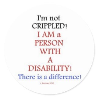 PEOPLE WITH DISABILITIES 2 ROUND STICKERS